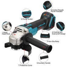Load image into Gallery viewer, Brushless Cordless Angle Grinder With 2x Li-ion Battery &amp; Charger 125mm Combo Kit - Battery Mate