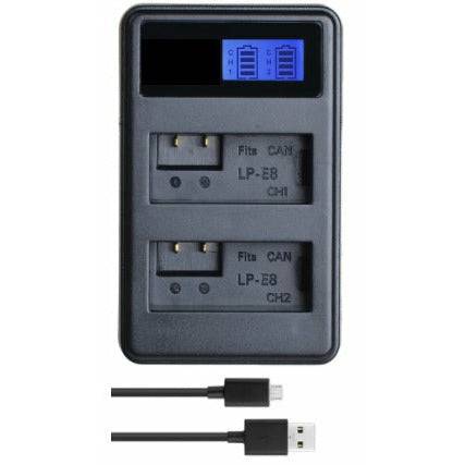 Canon Compatible LP-E8 Battery Replacement + LCD Dual Charger - Battery Mate