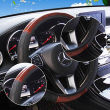 Load image into Gallery viewer, Car Steering Wheel Cover Mahogany Wood Pattern PU Leather Steering wheel CoverAU - Battery Mate