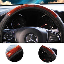 Load image into Gallery viewer, Car Steering Wheel Cover Mahogany Wood Pattern PU Leather Steering wheel CoverAU - Battery Mate