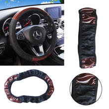 Load image into Gallery viewer, Car Steering Wheel Cover Mahogany Wood Pattern PU Leather Steering wheel CoverAU - Battery Mate