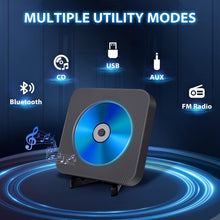 Load image into Gallery viewer, CD Player with FM Radio, Bluetooth CD Player with USB/AUX Port, Adjustable Rack, Remote, Black Home Audio Music Player Personal CD Players - Battery Mate
