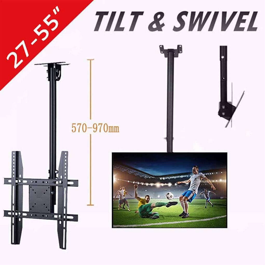 Ceiling Wall Mount TV Bracket 30- 65" with Tilt Feature & 180 Rotate For Samsung LG Sony - Battery Mate