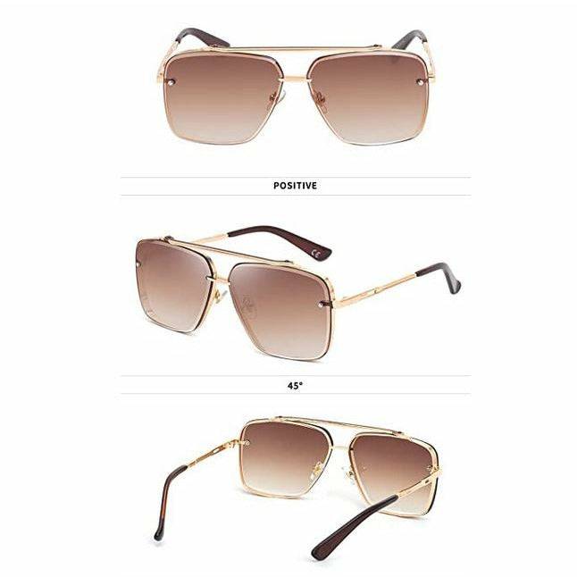 Classic Aviator Mirrored Flat Lens Sunglasses Metal Frame for Men and Women - Battery Mate