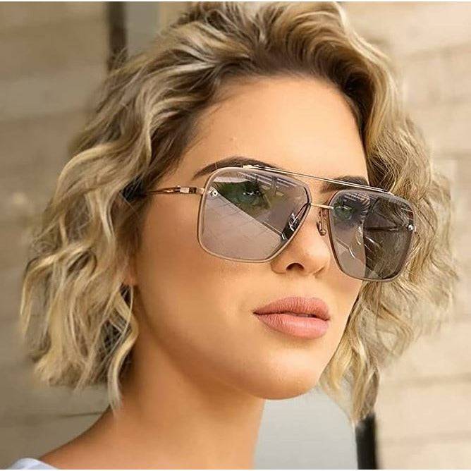 Classic Aviator Mirrored Flat Lens Sunglasses Metal Frame for Men and Women - Battery Mate