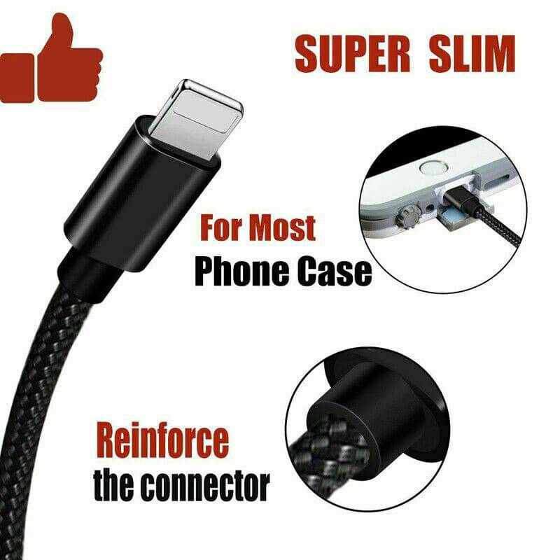 Compatible For iPhone 14 13 12 11 7 X 8 6 iPad USB Charging Phone Cable Data Cord Charger - Battery Mate