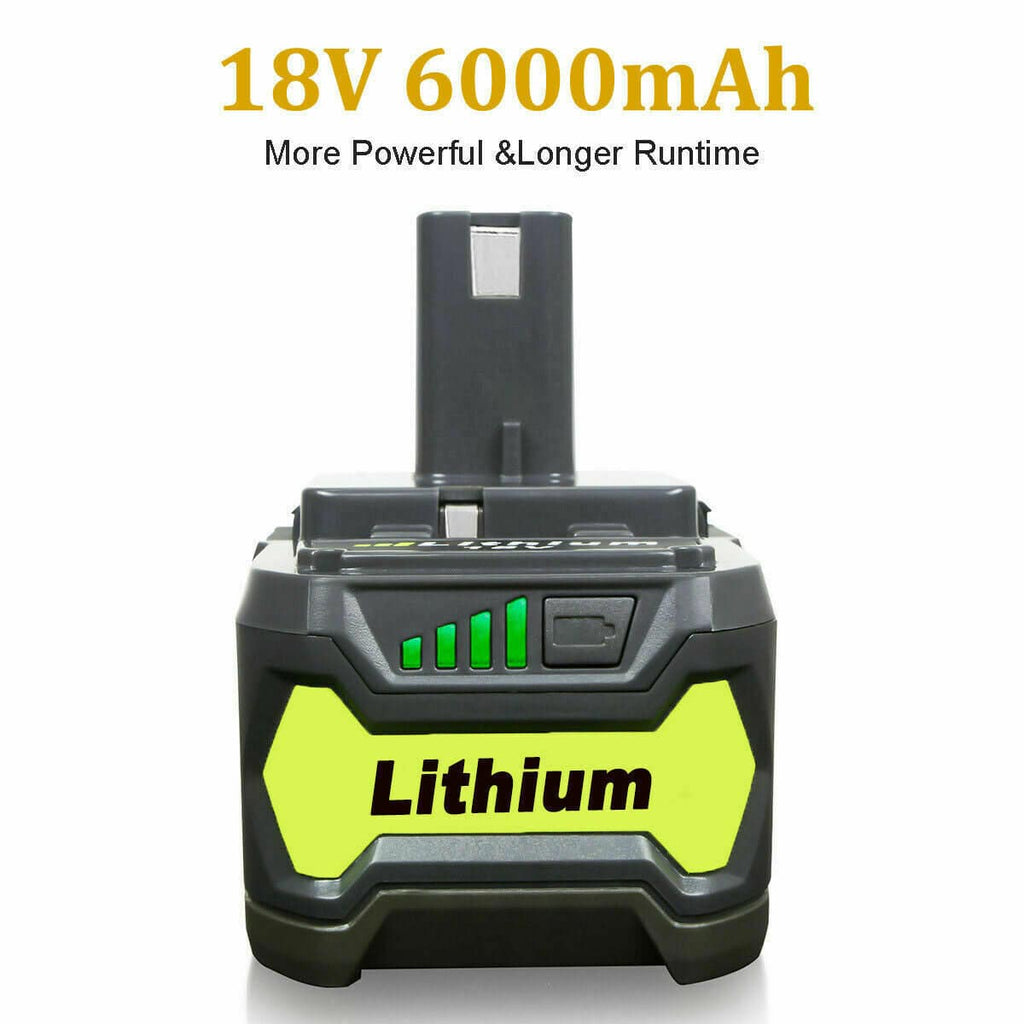 Compatible Lithium Battery 18V 6AH For Ryobi One+ Plus P108 RB18L50 P104 P780 RB18L40 - Battery Mate