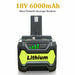 Compatible Lithium Battery 18V 6AH For Ryobi One+ Plus P108 RB18L50 P104 P780 RB18L40 - Battery Mate
