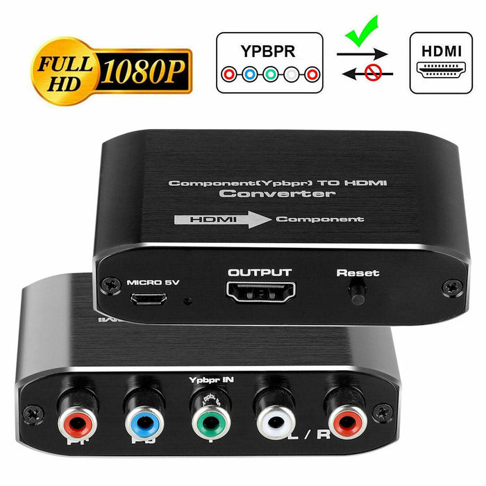 Component Video & L/R RCA Stereo Audio to HDMI Converter Adapter for DVD Xbox PS - Battery Mate