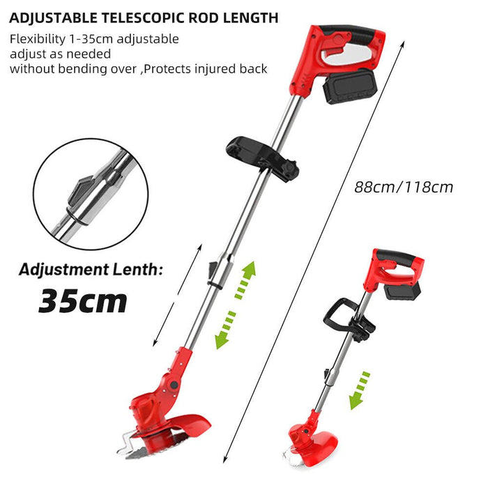 Cordless Grass Trimmer Lawn Grass Brush Cutter Blade Whipper Snipper & 2 Battery - Battery Mate