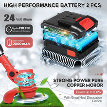 Load image into Gallery viewer, Cordless Grass Trimmer Lawn Grass Brush Cutter Blade Whipper Snipper &amp; 2 Battery - Battery Mate