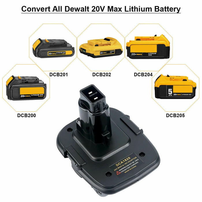 DCA1820 Adapter For Dewalt 20V MAX to 18V Convert for Li-Ion NiCD NiMh Battery - Battery Mate