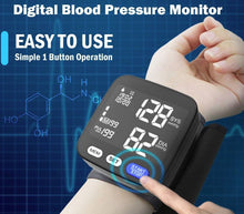 Load image into Gallery viewer, Digital Wrist Blood Pressure Monitor BP Machine Large Cuff Auto Wireless Black - Battery Mate