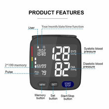 Load image into Gallery viewer, Digital Wrist Blood Pressure Monitor BP Machine Large Cuff Auto Wireless Black - Battery Mate
