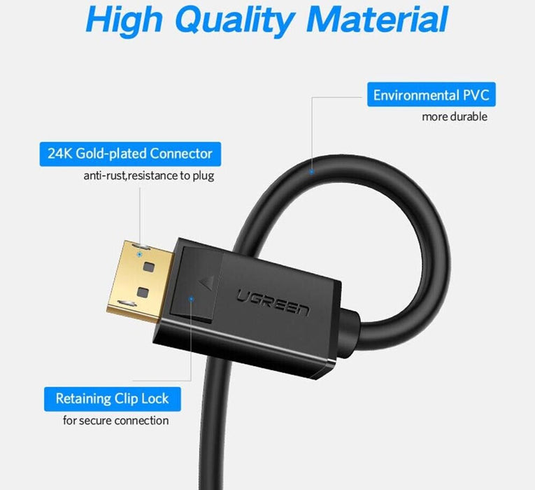 DisplayPort to Display Port Cable DP to DP Male to Male 1.8m 1080p@60hz Full HD - Battery Mate