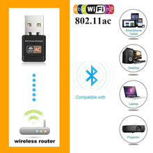 Load image into Gallery viewer, Dual Band 600Mbps USB WiFi Wireless Dongle AC600 Lan Network Adapter 2.4GHz 5GHz - Battery Mate