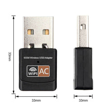 Load image into Gallery viewer, Dual Band 600Mbps USB WiFi Wireless Dongle AC600 Lan Network Adapter 2.4GHz 5GHz - Battery Mate