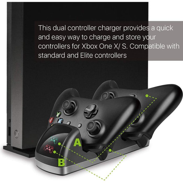 Dual Dock Charger Charging Station + 2 Rechargeable Battery for Xbox One/S/X Controller - Battery Mate