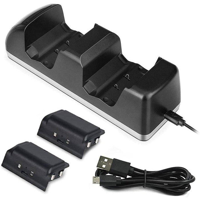 Dual Dock Charger Charging Station + 2 Rechargeable Battery for Xbox One/S/X Controller - Battery Mate