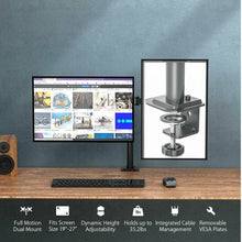 Load image into Gallery viewer, Dual LCD / LED Monitor Desk Mount Stand Heavy Duty Fully Adjustable fits 2 Screens up to 27" - Battery Mate