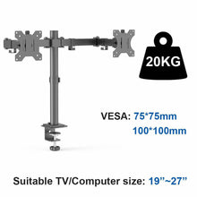 Load image into Gallery viewer, Dual LCD / LED Monitor Desk Mount Stand Heavy Duty Fully Adjustable fits 2 Screens up to 27" - Battery Mate