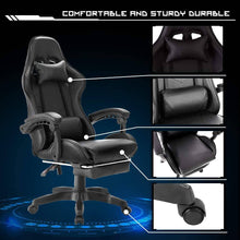 Load image into Gallery viewer, Ergonomic Massage LED Racing Chair , Reclining Swivel Heavy High Back Office PC Chair w/ Built-in Speaker-Black - Battery Mate