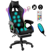 Load image into Gallery viewer, Ergonomic Massage LED Racing Chair , Reclining Swivel Heavy High Back Office PC Chair w/ Built-in Speaker-Black - Battery Mate