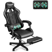 Load image into Gallery viewer, Ergonomic Massage LED Racing Chair , Reclining Swivel Heavy High Back Office PC Chair w/ Built-in Speaker-Black - Battery Mate
