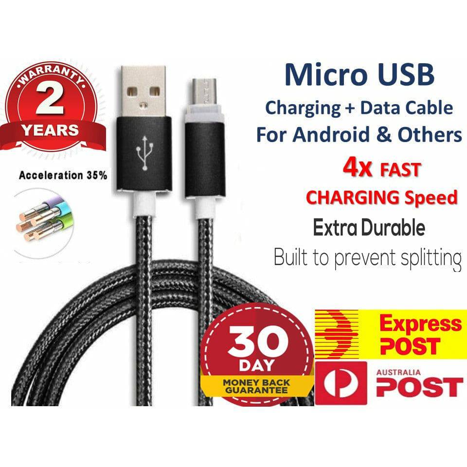 Fast Charging Charger Micro USB 2.0 Cable Cord 1M For Android Samsung Galaxy - Battery Mate