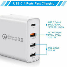Load image into Gallery viewer, Fast Charging Charger QC3.0 48W PD USB Type C Hub Wall Plug Travel Adapter 4port - Battery Mate