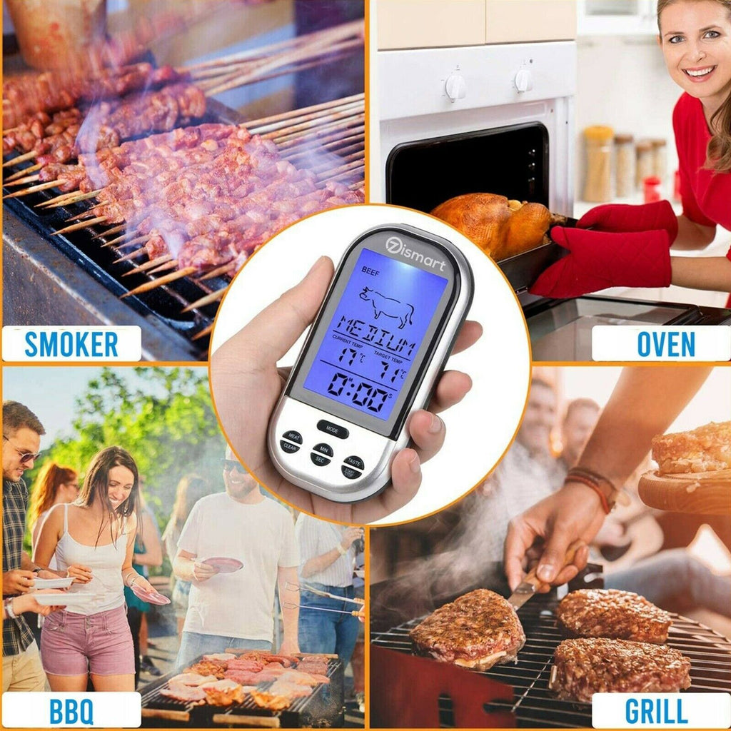 Food Meat Oven BBQ Thermometer Digital Wireless Remote Probe Cooking Set Grill - Battery Mate