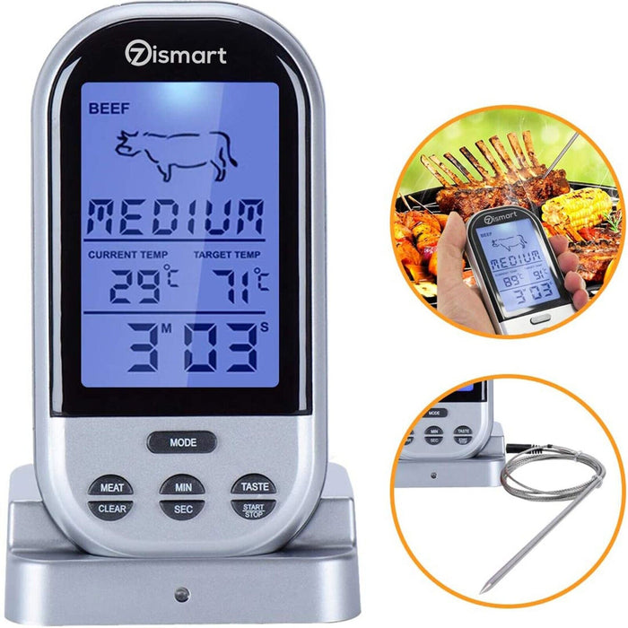 Food Meat Oven BBQ Thermometer Digital Wireless Remote Probe Cooking Set Grill - Battery Mate