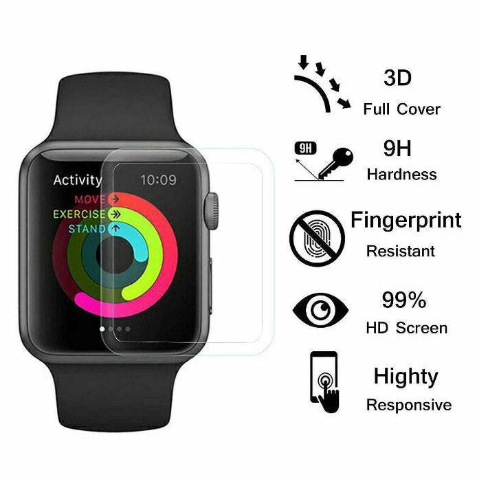 For Apple Watch 6 5 4 3 2 44 & 40 mm Curved Tempered Glass FULL Screen Protector - Battery Mate