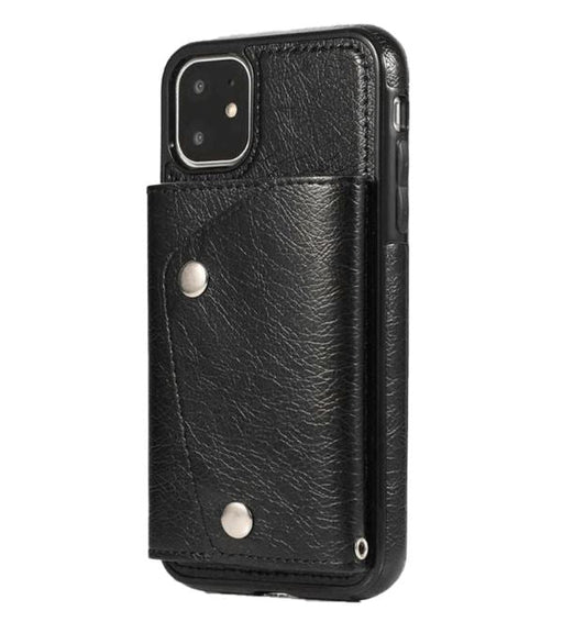 For iPhone 11 Pro Luxury Leather Wallet Shockproof Case Cover | Black - Battery Mate