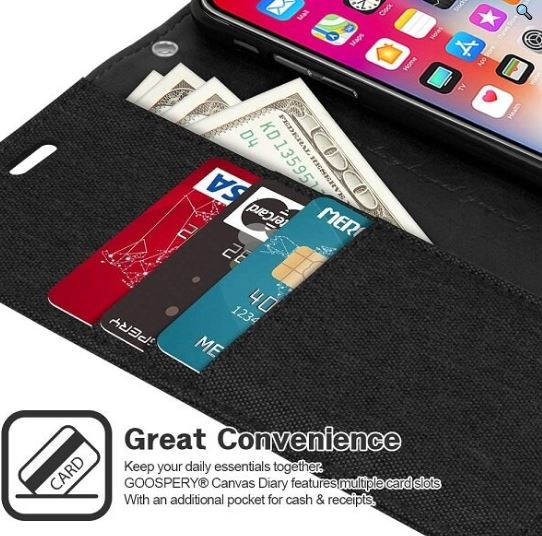 For iPhone 12 Pro Max Wallet Flip Denim Case Cover - Battery Mate