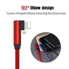 Load image into Gallery viewer, For iPhone 12 X 7 8 XS Braided 90 Degree Compact Cable USB Data Charger Cord - Battery Mate