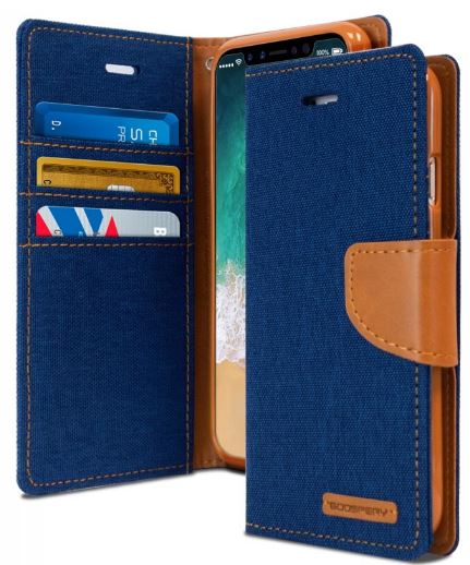 For iPhone 14 Pro Max Wallet Flip Denim Case Cover - Battery Mate