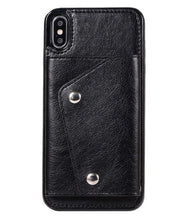 Load image into Gallery viewer, For iPhone X Luxury Leather Wallet Shockproof Case Cover | Black - Battery Mate