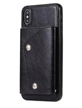 Load image into Gallery viewer, For iPhone X Luxury Leather Wallet Shockproof Case Cover | Black - Battery Mate