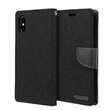 Load image into Gallery viewer, For iPhone X Wallet Flip Denim Case Cover | Black - Battery Mate