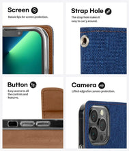 Load image into Gallery viewer, For iPhone XS Wallet Flip Denim Case Cover - Battery Mate