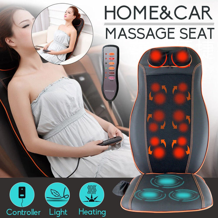 Full Body Back Seat Massager Cushion Shiatsu Chair Massage Pad Car Office Home - Battery Mate