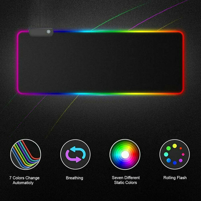 Gaming Mouse Pad Large RGB Extended Mousepad Keyboard Desk Anti-slip Mat LED - Battery Mate