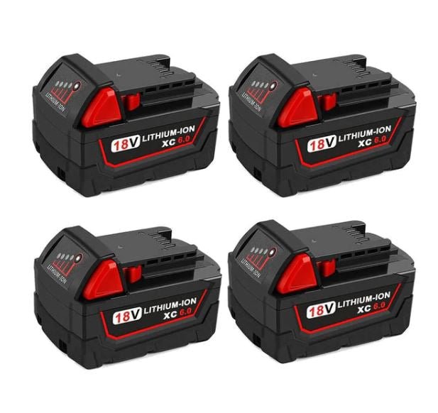 Generic Batteries for Milwaukee 18V 6.0Ah Battery Replacement | M18 Compatible Li-ion Battery | 4 Pack - Battery Mate