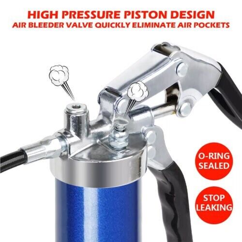 Grease Gun Pressure Pistol Grip Dual Flow 6000PSI Flex Hose Industrial Quality - Battery Mate