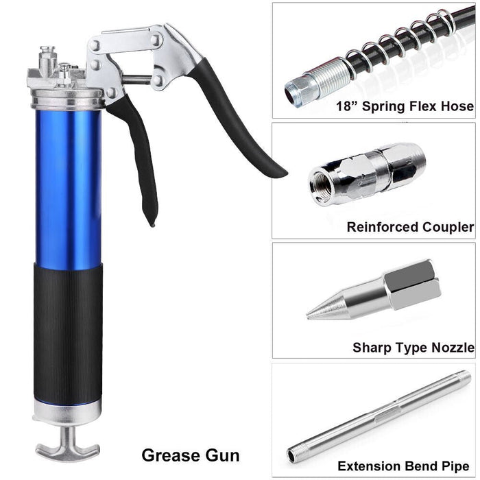 Grease Gun Pressure Pistol Grip Dual Flow 6000PSI Flex Hose Industrial Quality - Battery Mate