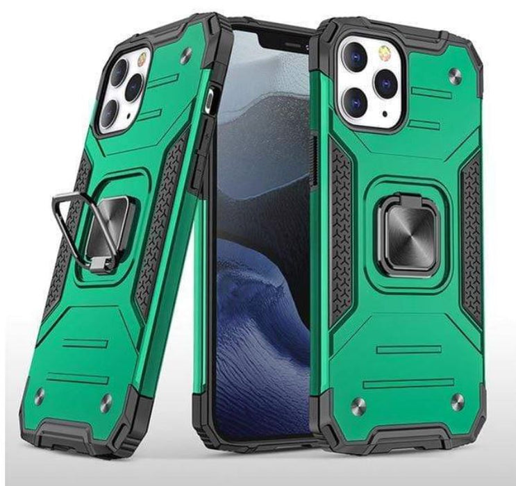 Green Shockproof Ring Case Stand Cover for iPhone 12Pro - Battery Mate