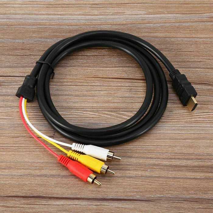 HDMI to 3 RCA Video Audio Adaptor AV Cable Male Adapter TV DVD Player Converter - Battery Mate