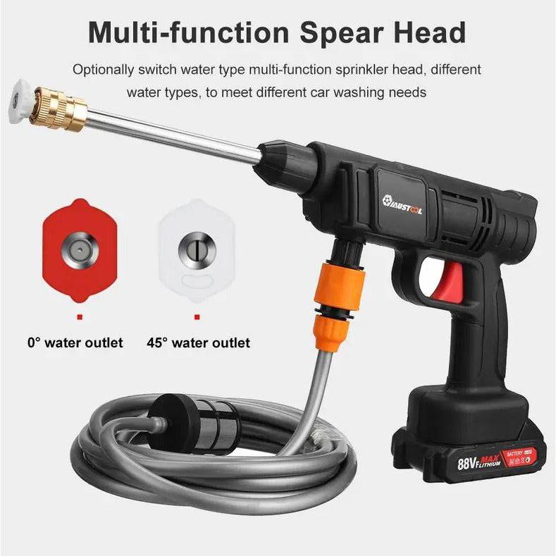 High Pressure Wireless Cordless Car Washer Gun W/ Hose & 88V Battery Spray Cleaner - Battery Mate