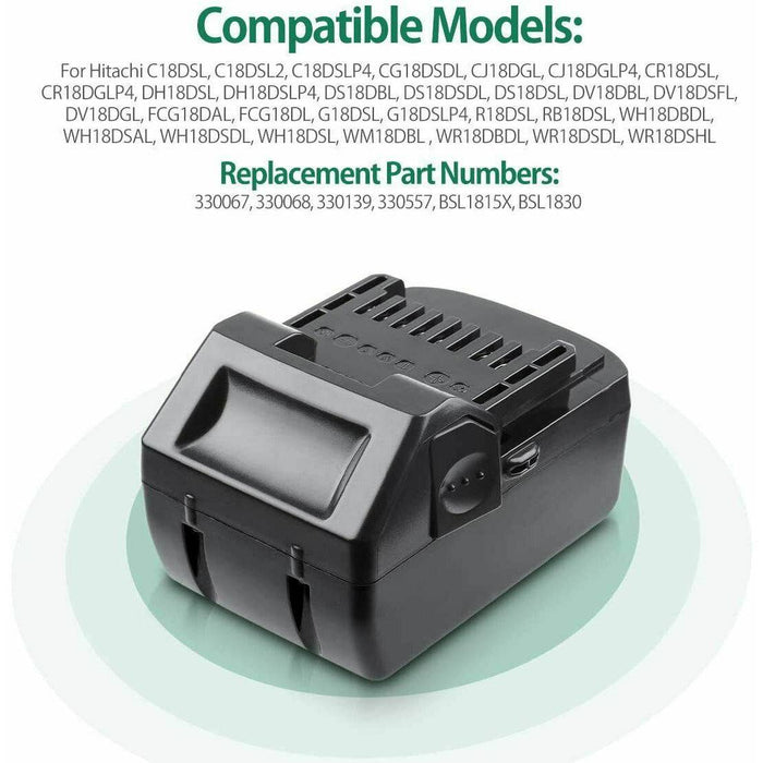 Hitachi & HiKOKI BSL1860 18V 5.0Ah Lithium-Ion Slide on Battery BSL1815 BSL1840 - Battery Mate